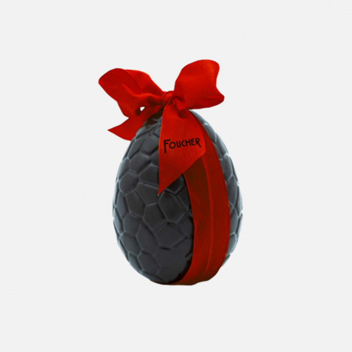 Œuf en chocolat noir origine Venezuela garni de friture et d'œufs au praliné 560g (Livraison uniquement par coursier dans Paris)