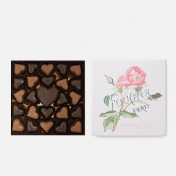 Assortiment de "cœurs au praliné" 440 g Saint Valentin - Boite dessinée par Madeleine Lemaire